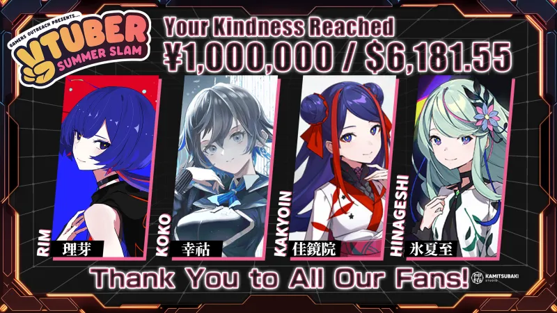KAMITSUBAKI-Künstler sammeln 1 Million Yen für US-Wohltätigkeitsorganisation Gamers Outreach