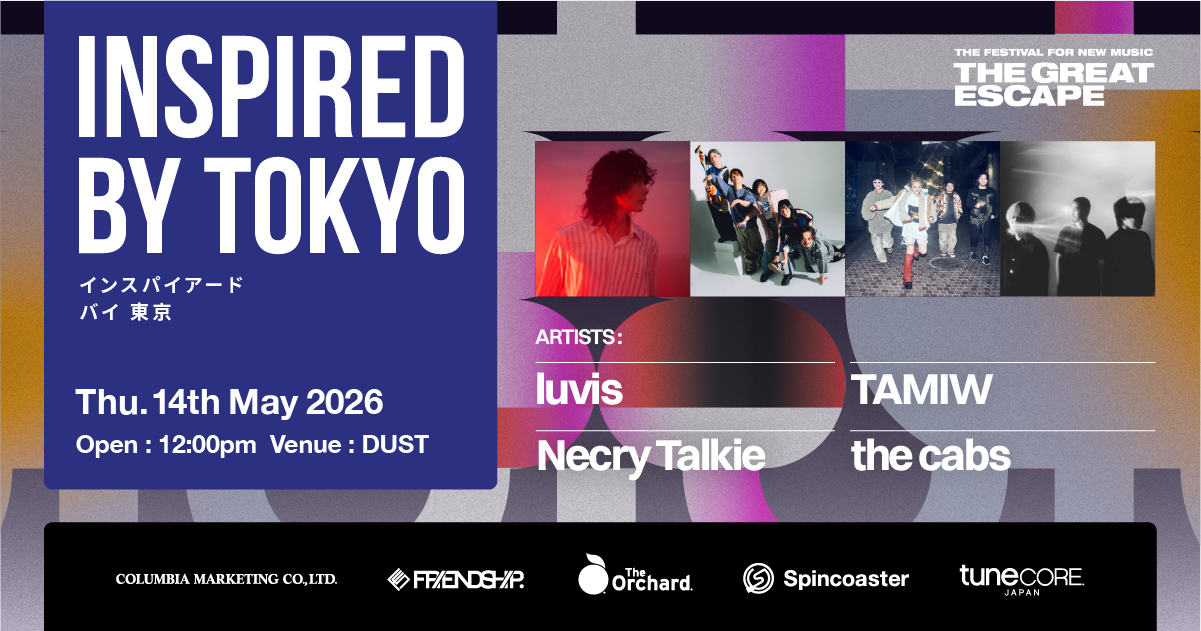 Japanilaiset artistit the cabs, Necry Talkie, luvis, TAMIW esiintyvät UK:n The Great Escape Festivalilla