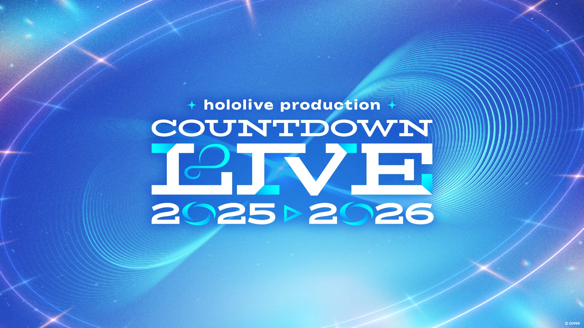 Blåtematisk promo-bild för hololive production COUNTDOWN LIVE 2025▷2026