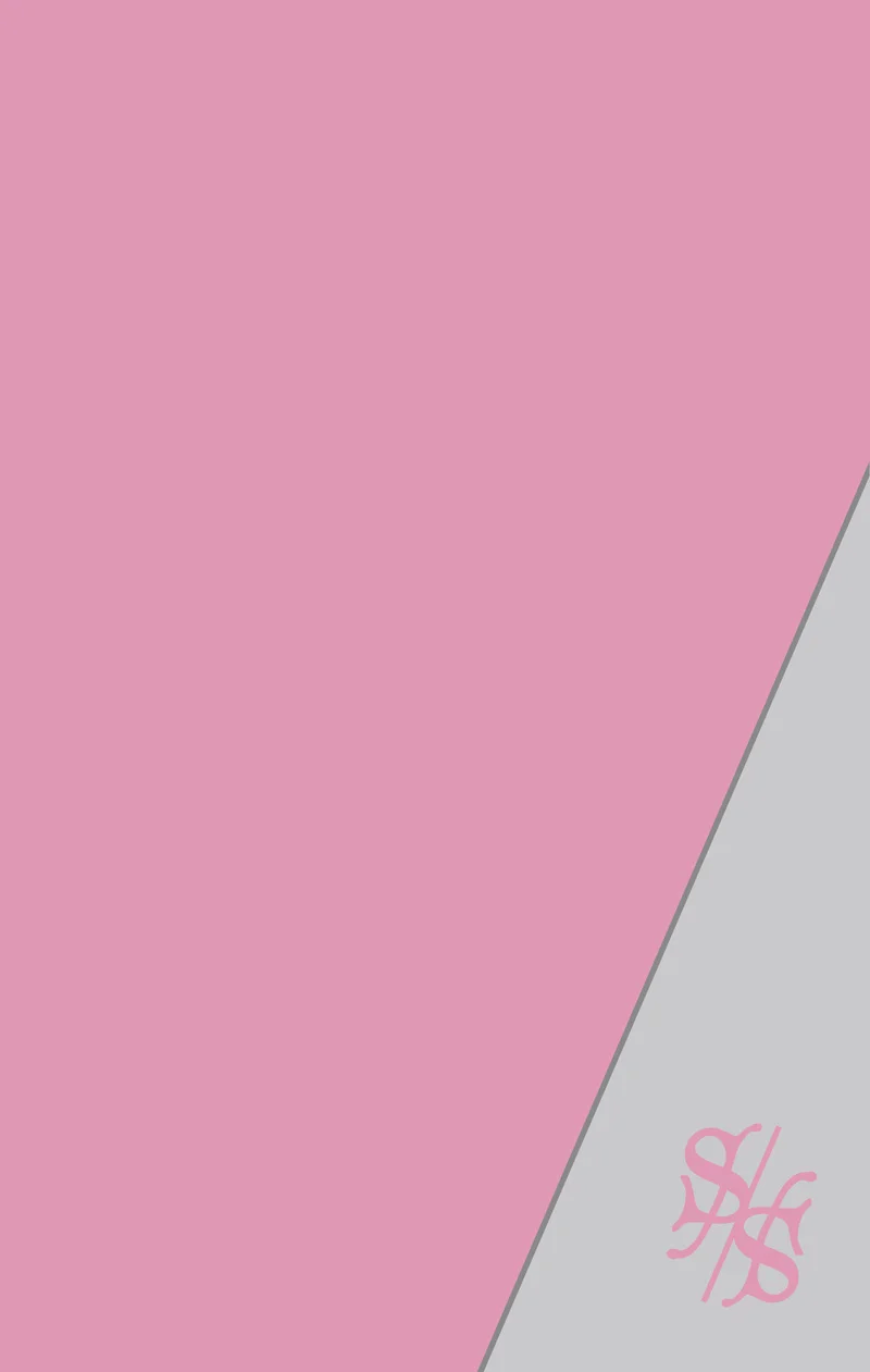 Grafik pwomosyonèl ak yon separasyon dyagonal woz ak gri ak yon logo S stilize