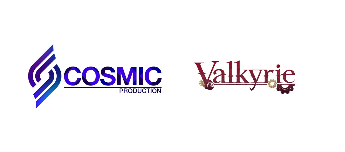 Logotipiau COSMIC PRODUCTION a Valkyrie