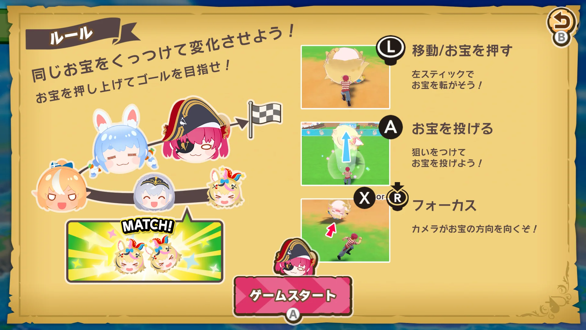 Pamje ekrani nga tutoriali i lojës Nintendo Switch me personazhe të animuara që shpjegojnë kontrollat në japonisht