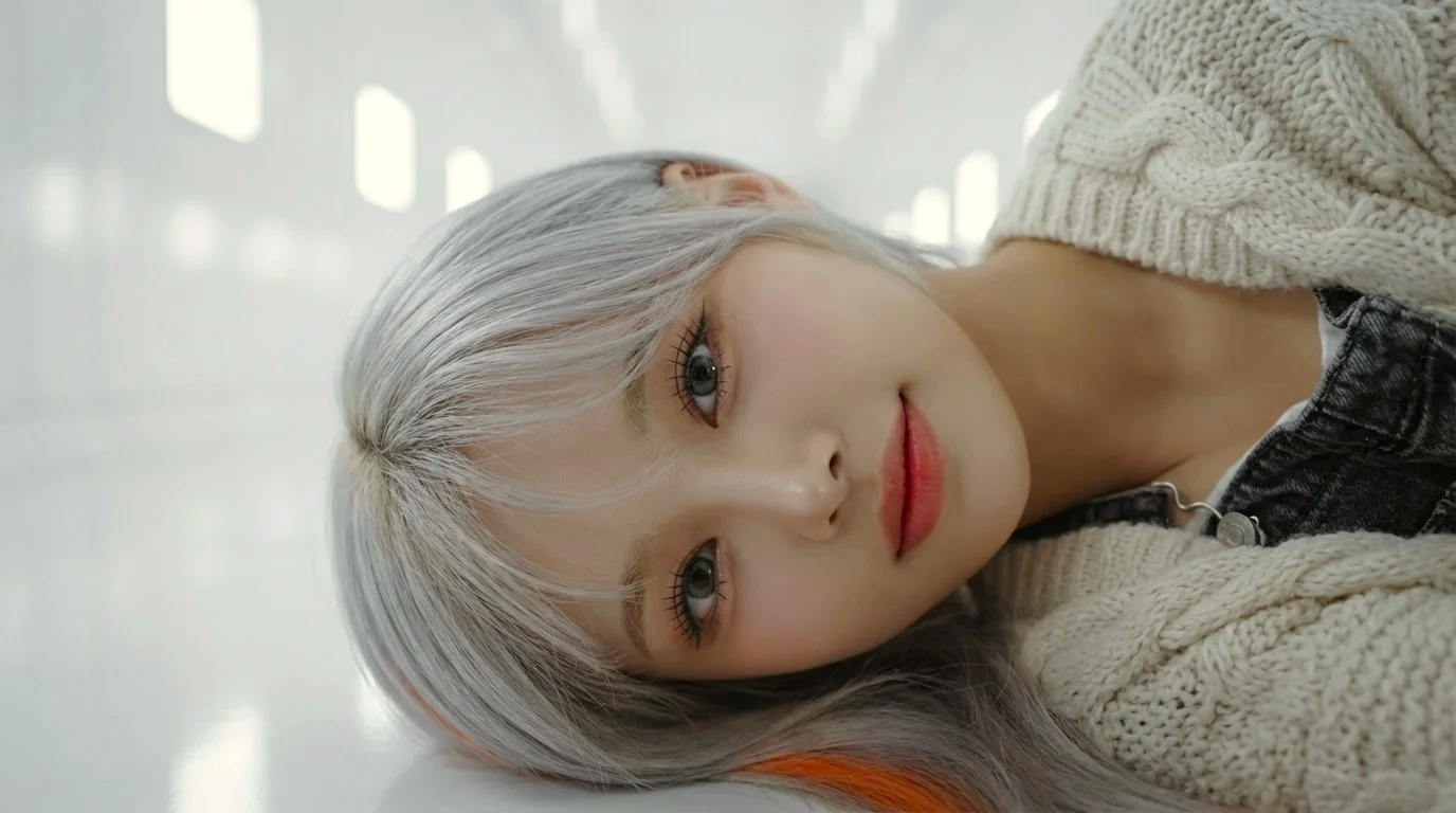 Krupan plan osobe sa sijedom kosom koja leži, u džemperu od pletenine