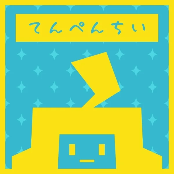 Stylized illustration of a character with a yellow square head and lightning bolt on a blue background