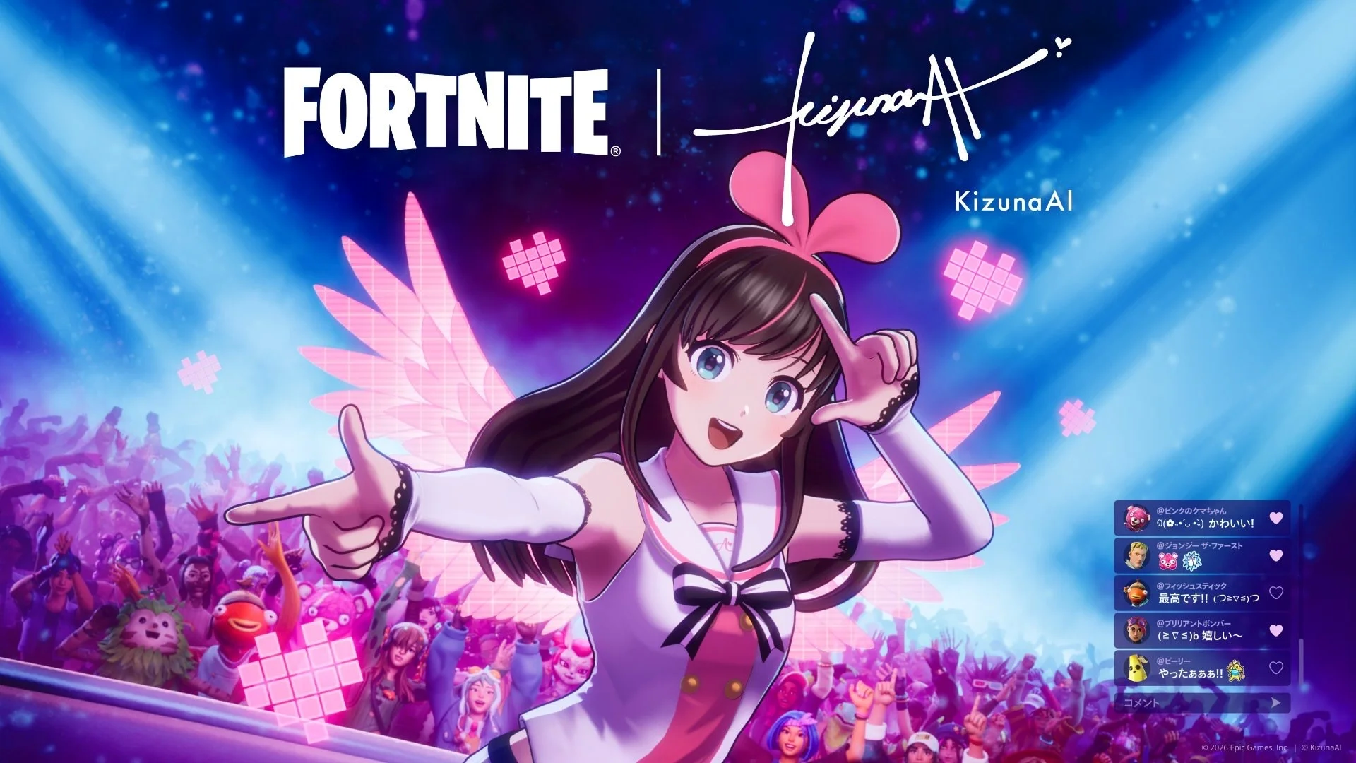 Kizuna AI esiintyy livenä Fortniten brändin kanssa
