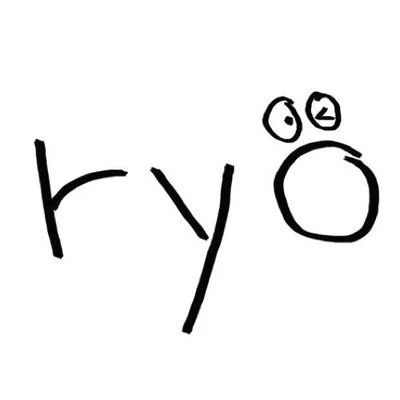 Hand-drawn logo with text ryo and an emoticon-style face with two eyes and a nose