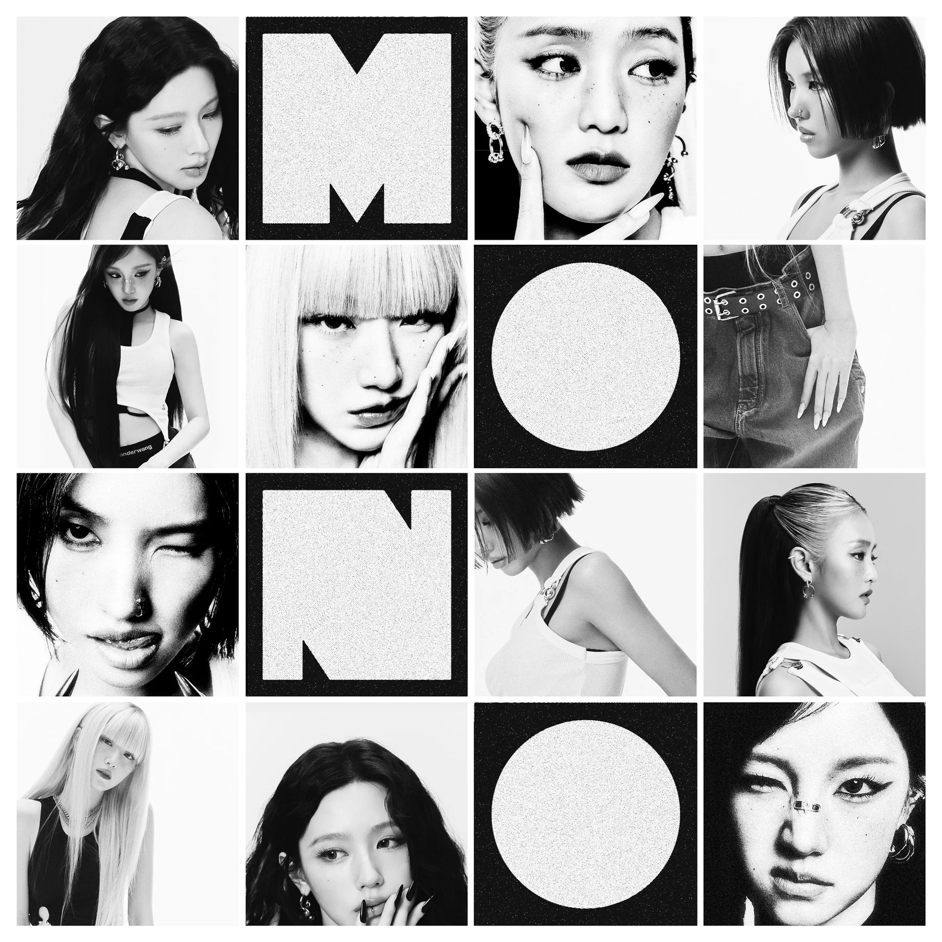 Aworan alawọ dúdú ati funfun pẹlu awọn mẹmba i-dle ati ọrọ MONO