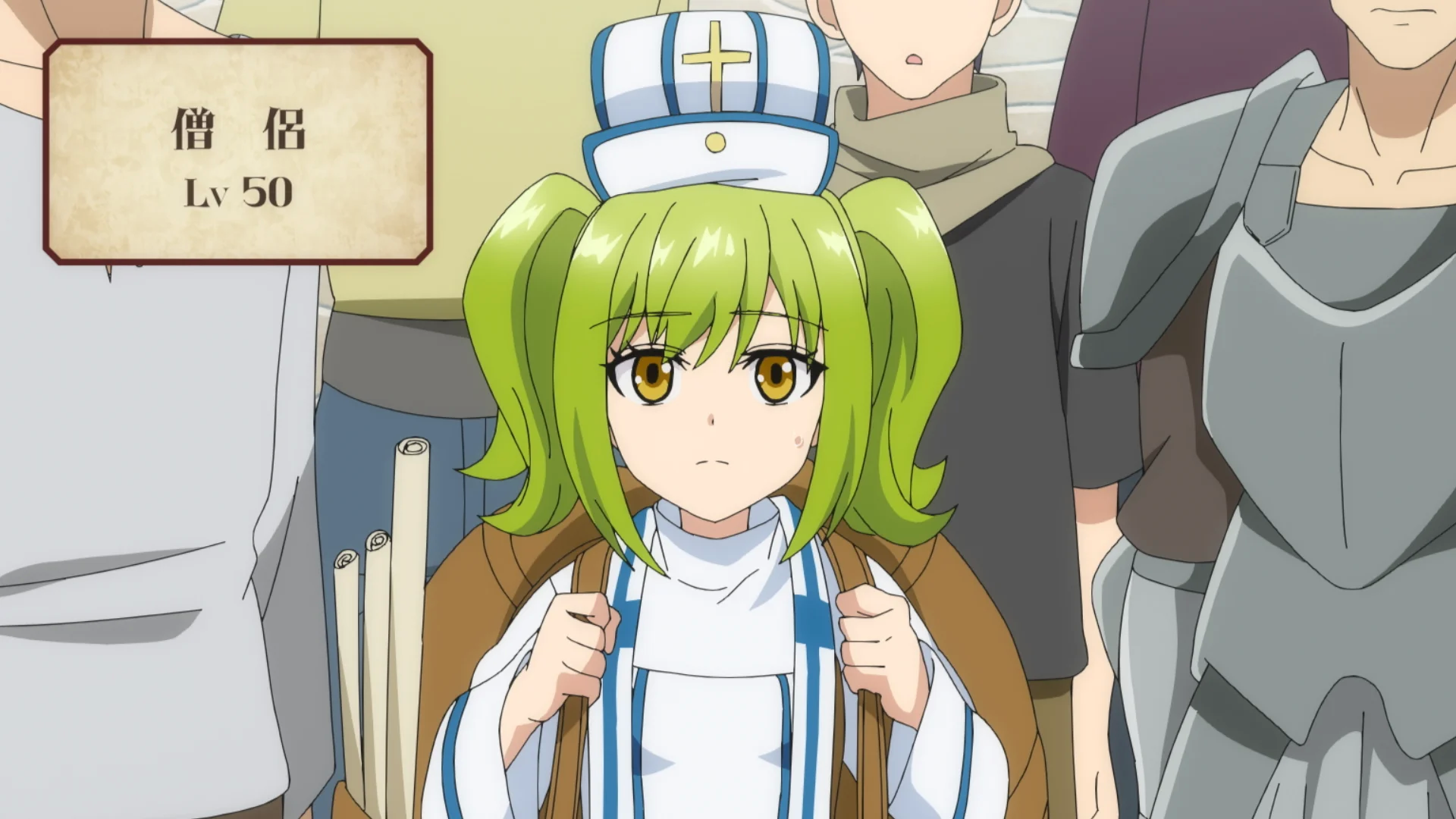 Personatge amb cabell verd amb uniforme d