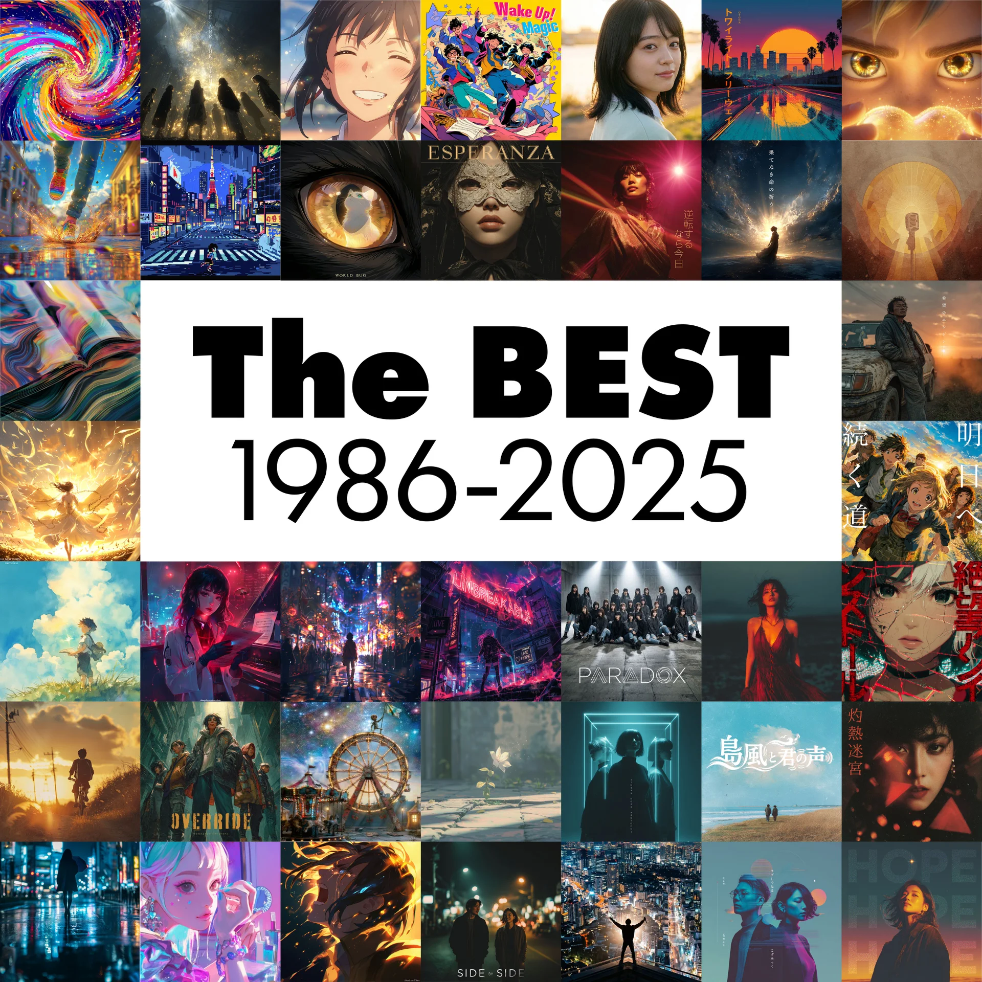 Album cover collage for The BEST 1986-2025
