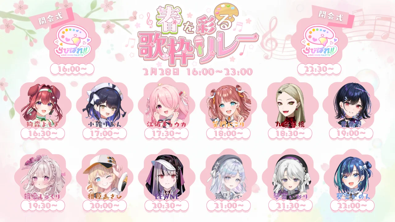 گرافیک برنامه‌ی زمانی رویداد رله‌ی آهنگ VTuber