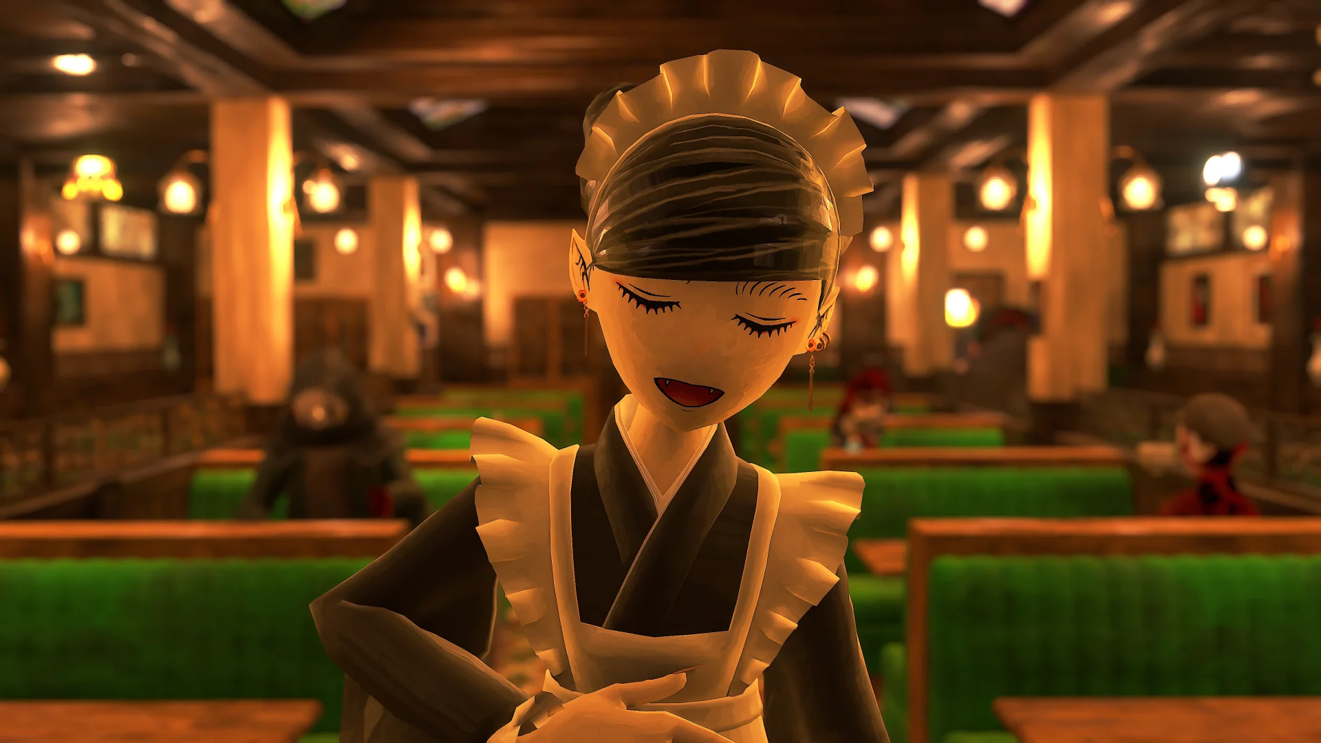 شخصية كرتونية ترتدي زي خادمة في مقهى