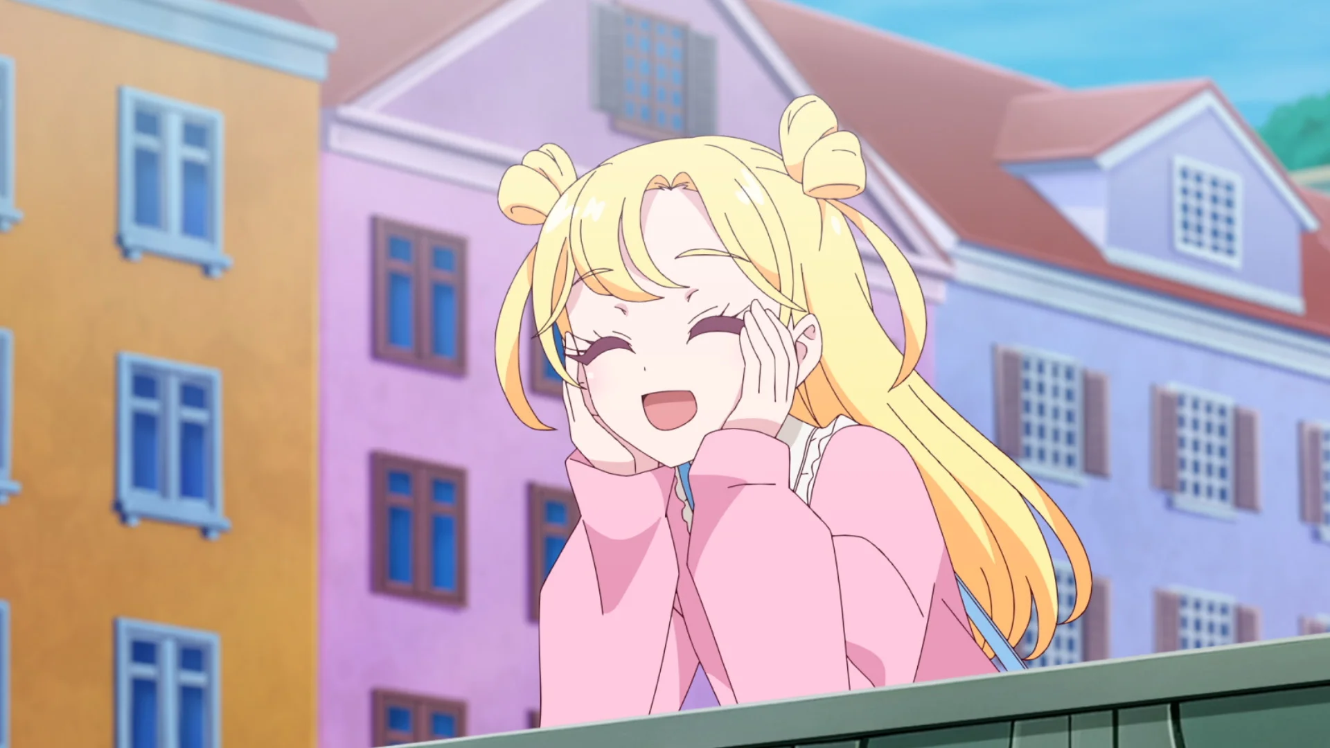 Konomi Inori tidħaq fil-libsa roża tagħha