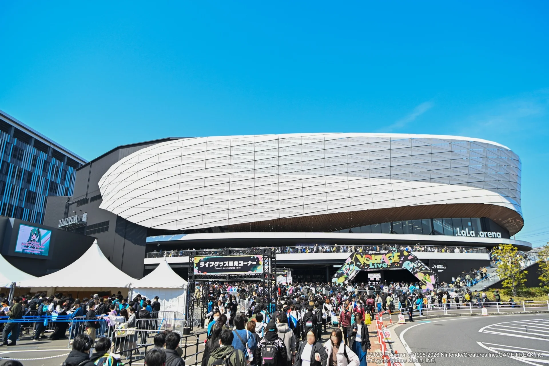 Crowd gathering outside LaLa arena TOKYO-BAY for the Pokémon x Hatsune Miku live event