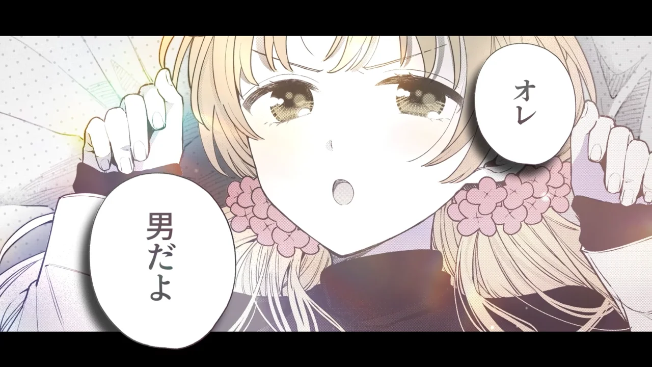 Anime-style character with light brown hair and floral accessories