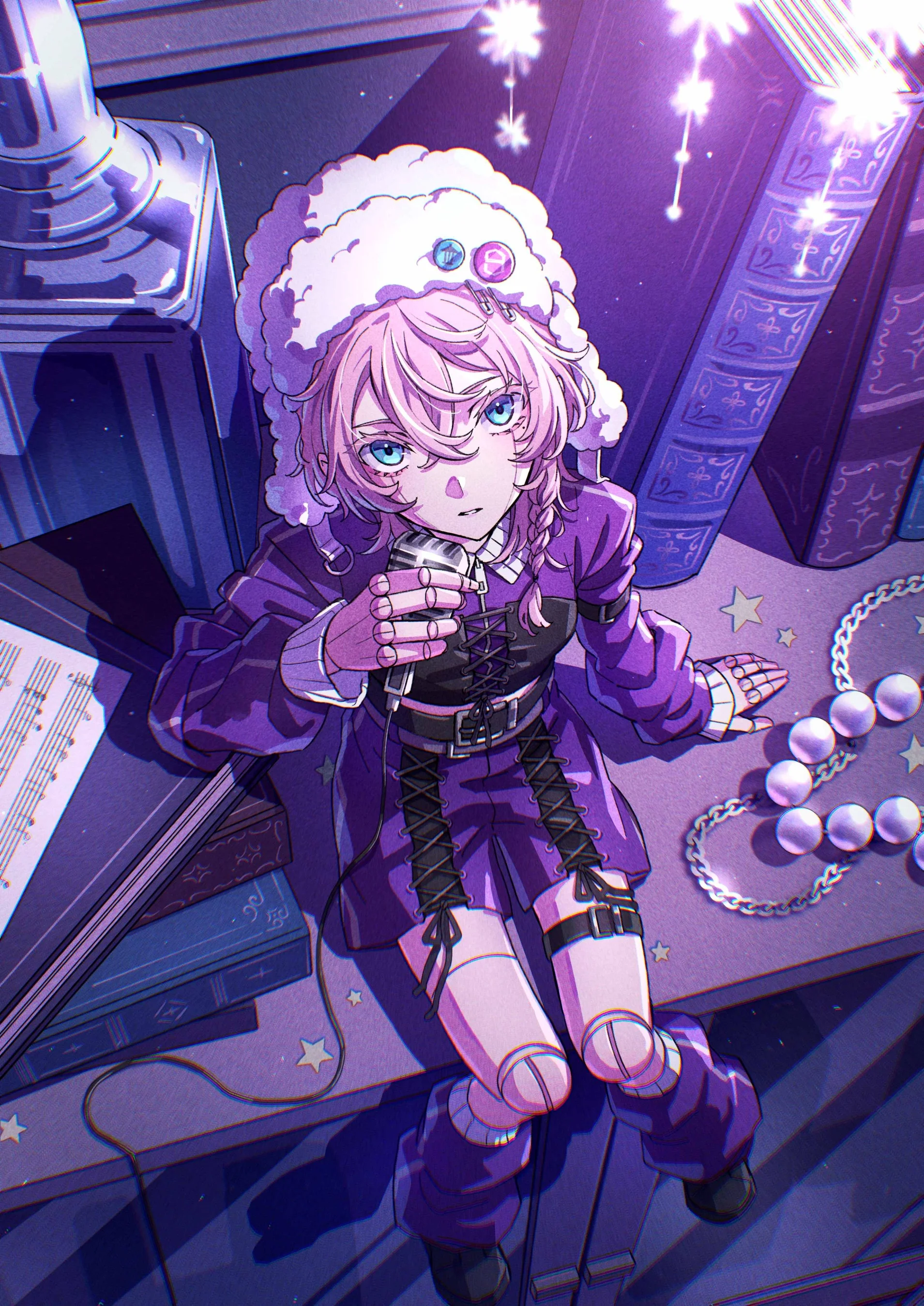 شخصية 9Lانا الأنمي بشعر وردي