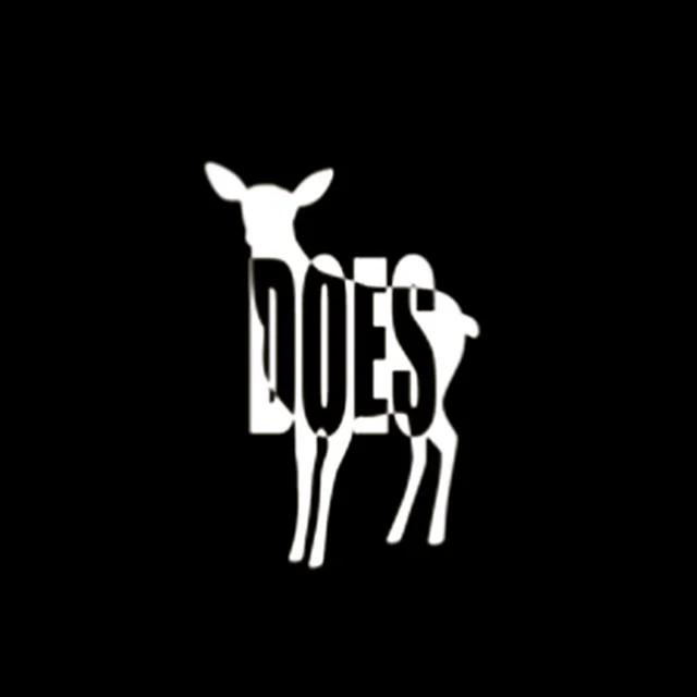 شعار فرقة DOES مع صورة ظلية لغزال