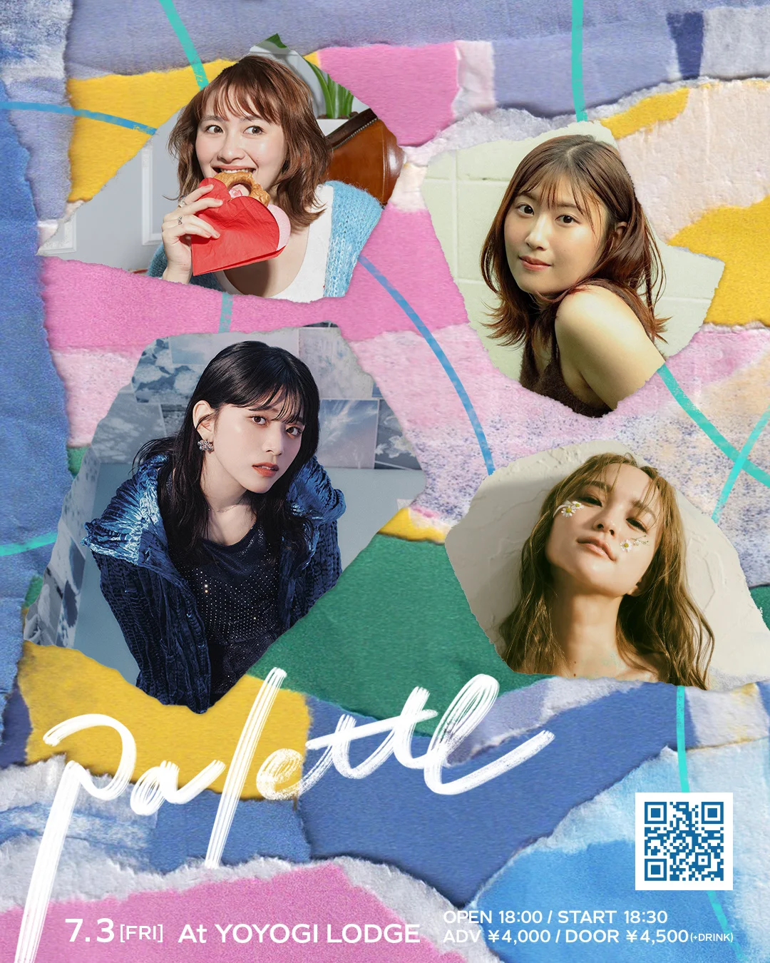 Promotional graphic for the palette live event with colorful abstract background