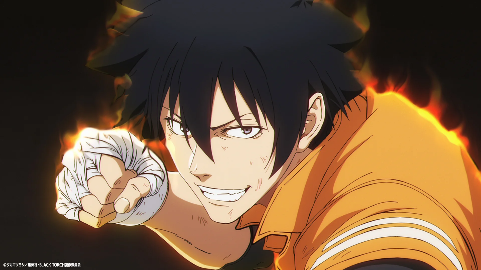 Anime character with bandaged hand in action pose