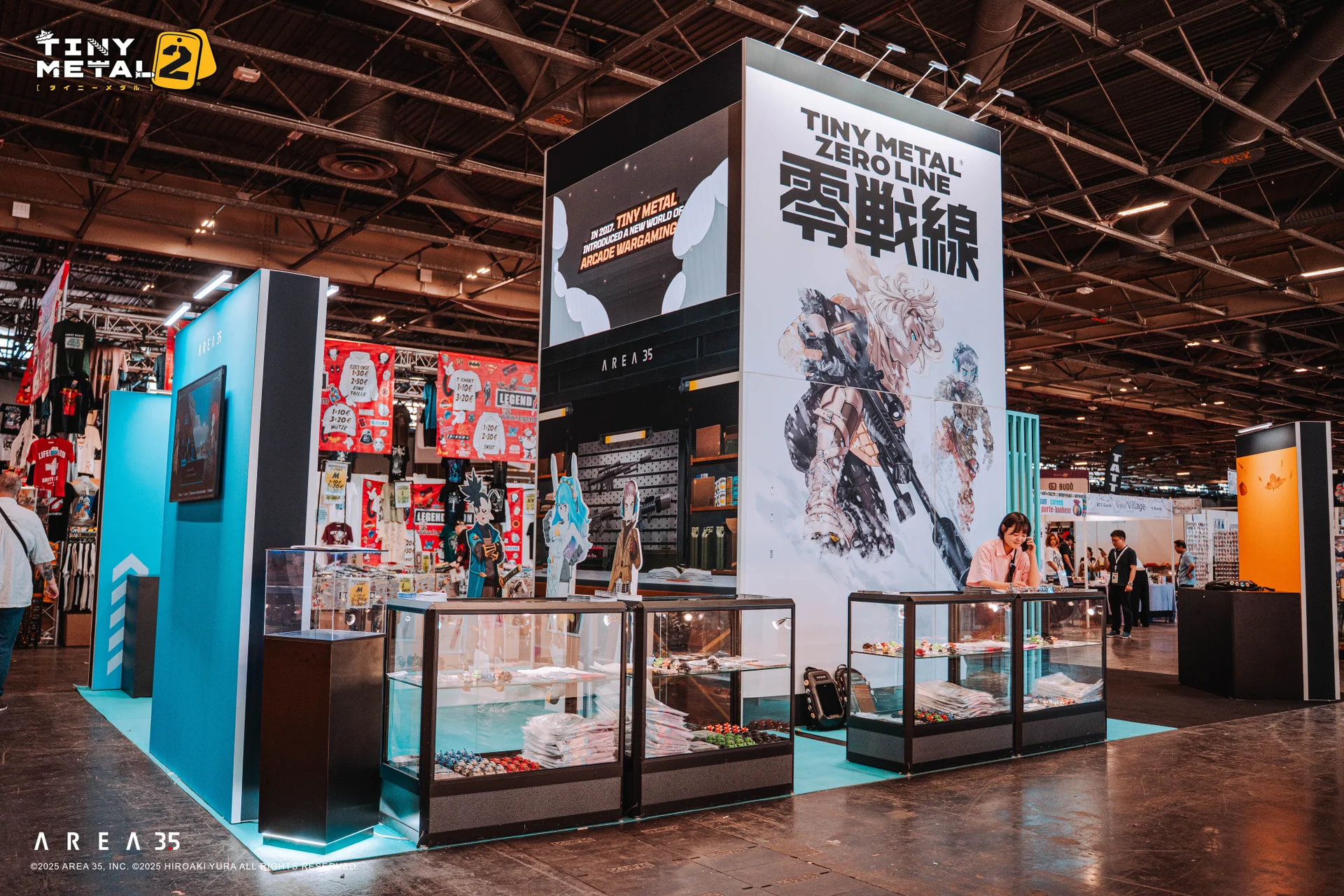Convention booth with Tiny Metal: Zero Line displays