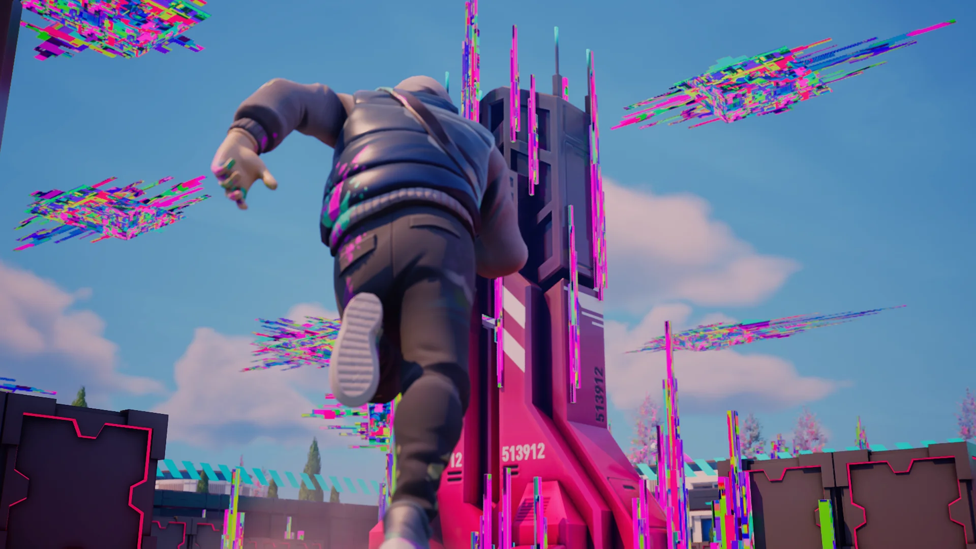 グリッチをテーマにしたフォートナイト環境のキャラクター