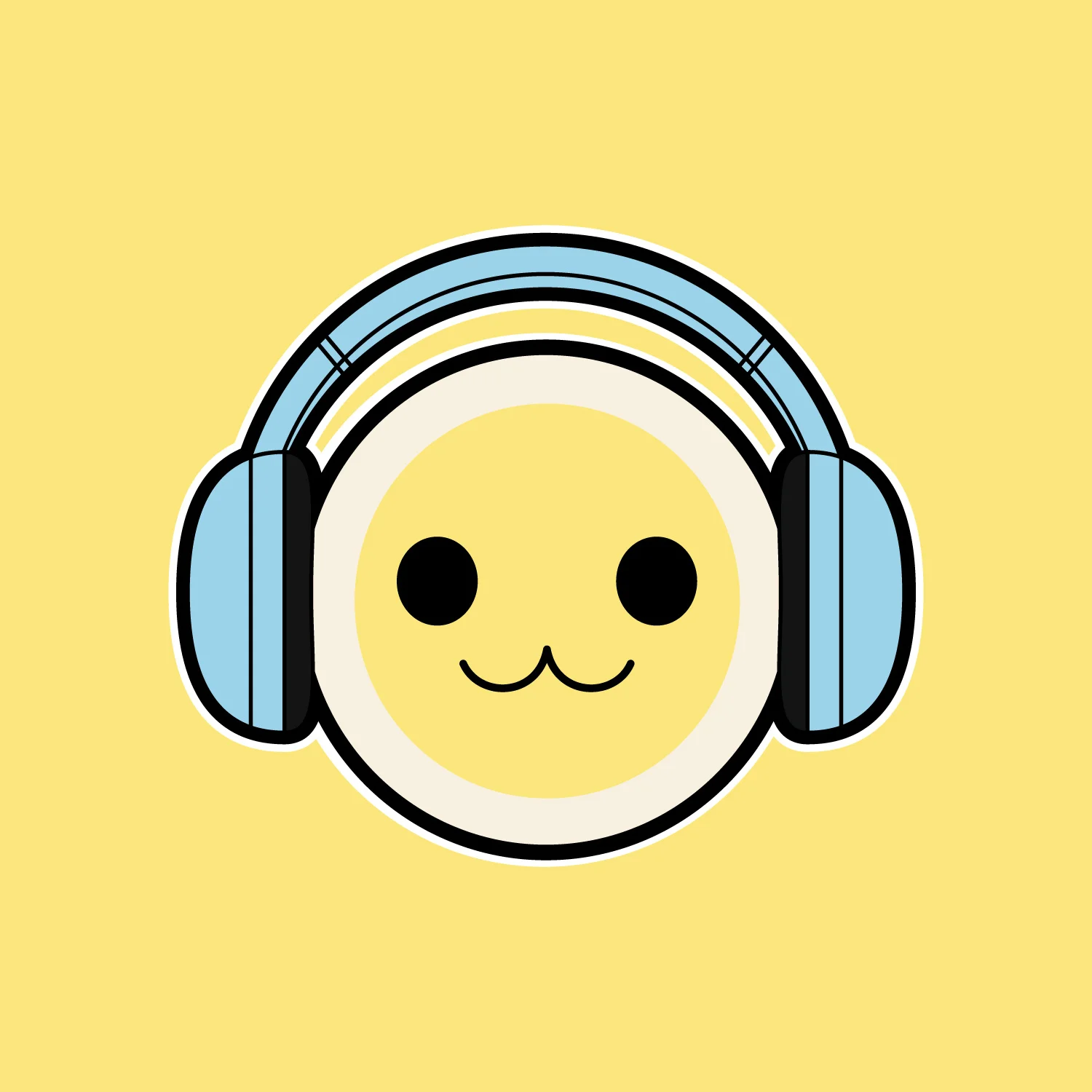 Ilustrasi wajah tersenyum dengan headphone