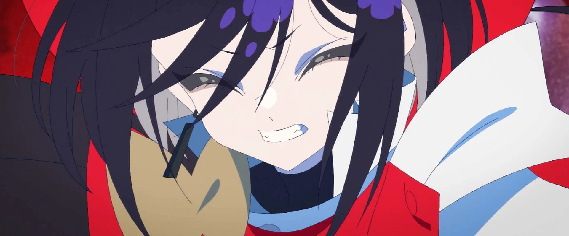 Anime character with a determined expression in a close-up action scene