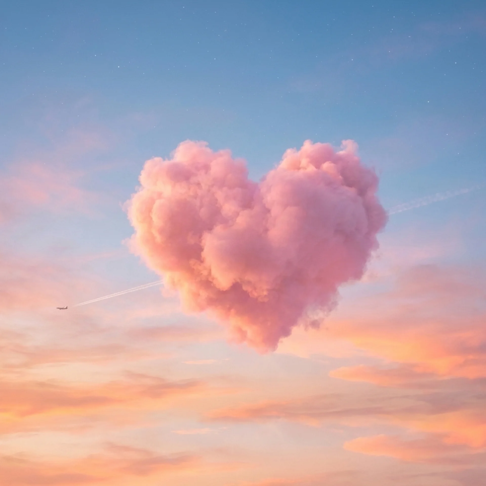 Núvol de cor rosa en un cel de posta de sol