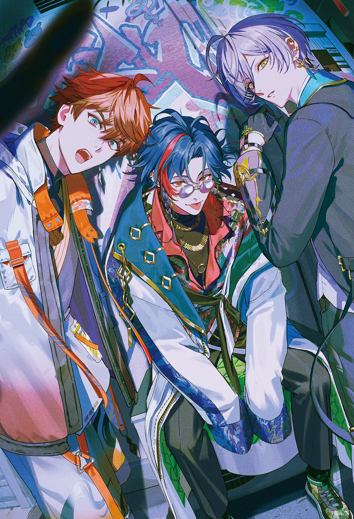 3SKM members in vibrant anime-style outfits