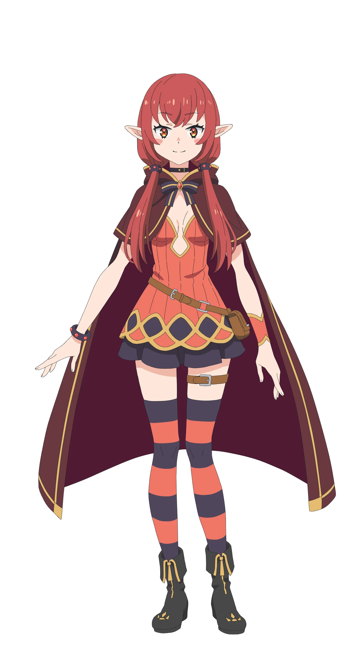 Anime character Lucy, an elf mage with red hair and a cape