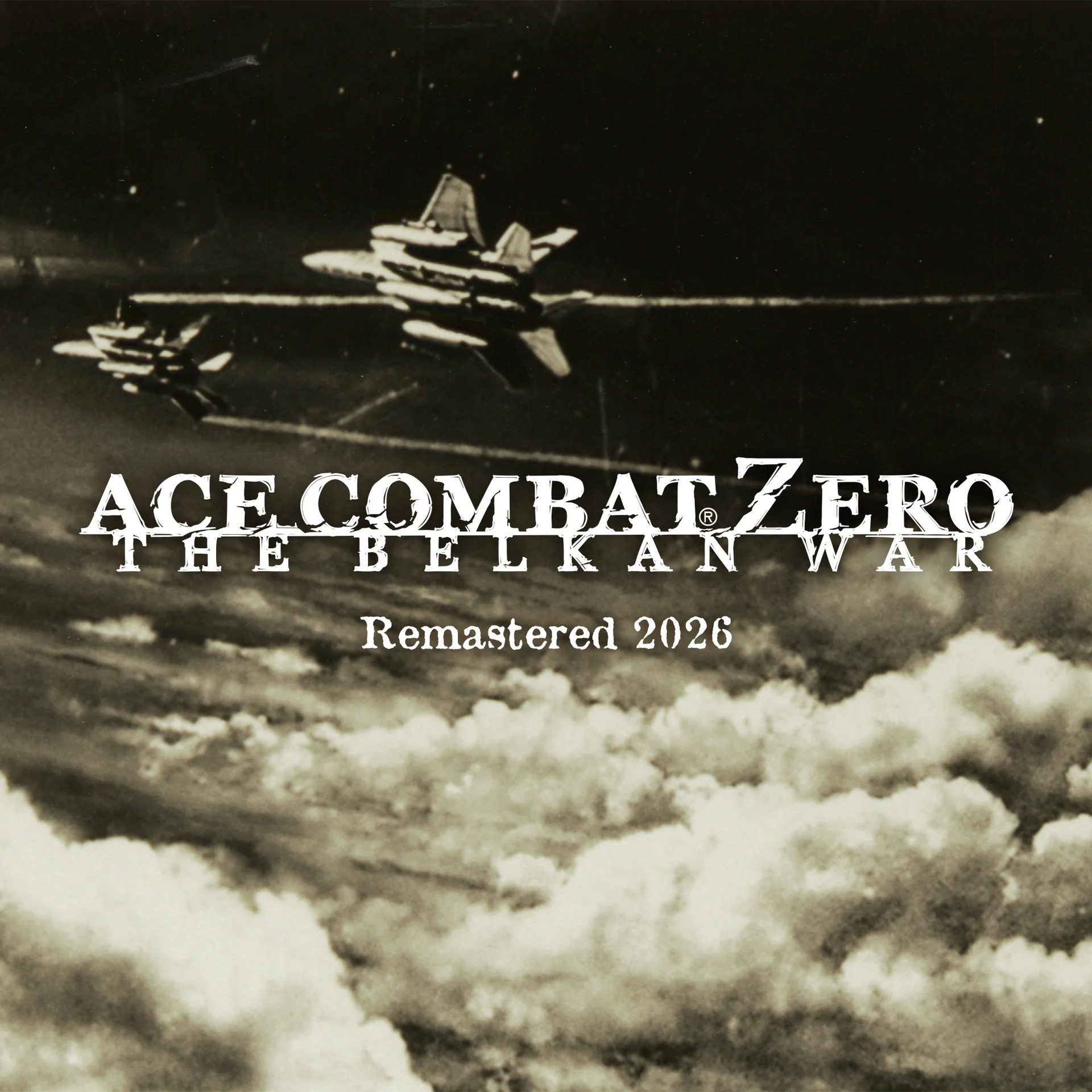 Изтребители, летящи над облаци с текст Ace Combat Zero The Belkan War Remastered 2026