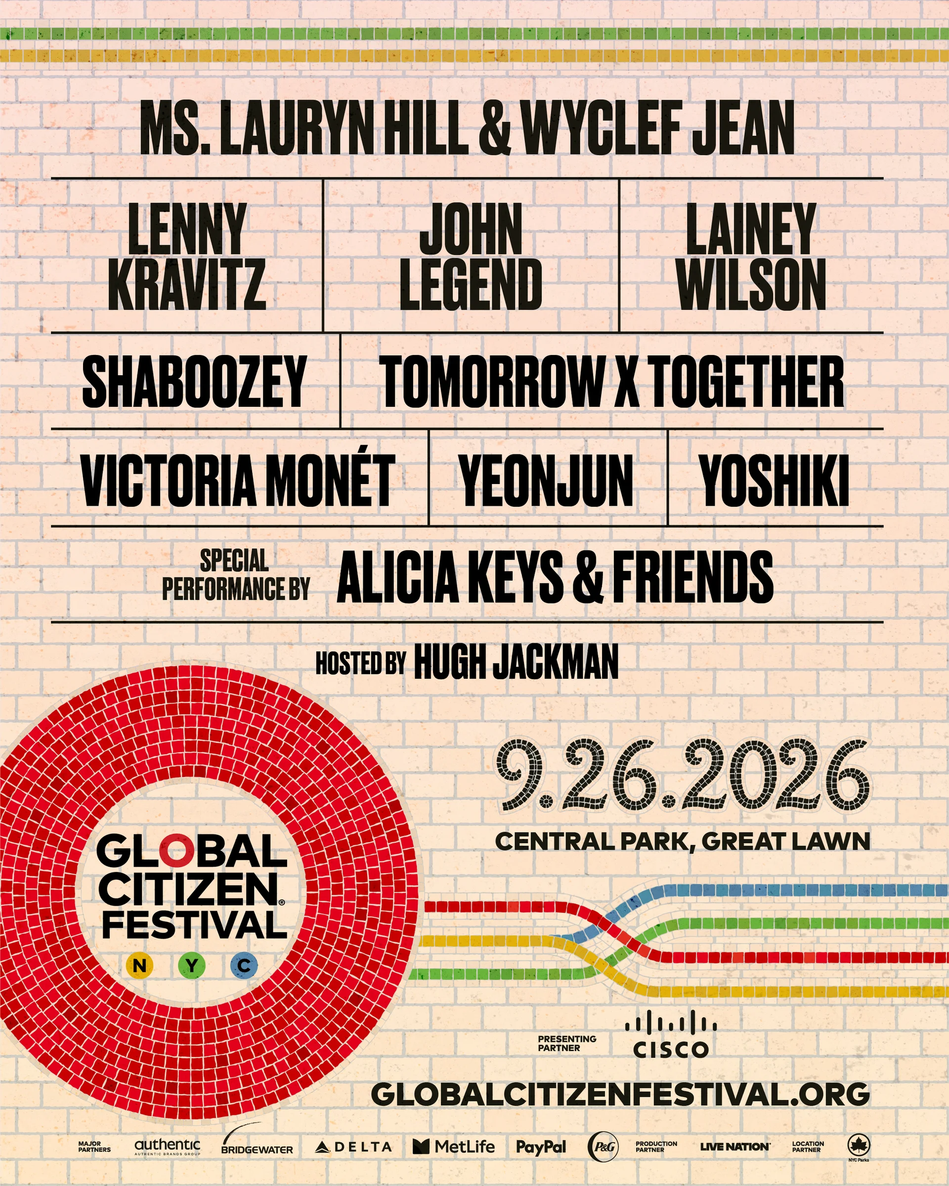 Affiche de la programmation du Global Citizen Festival 2026
