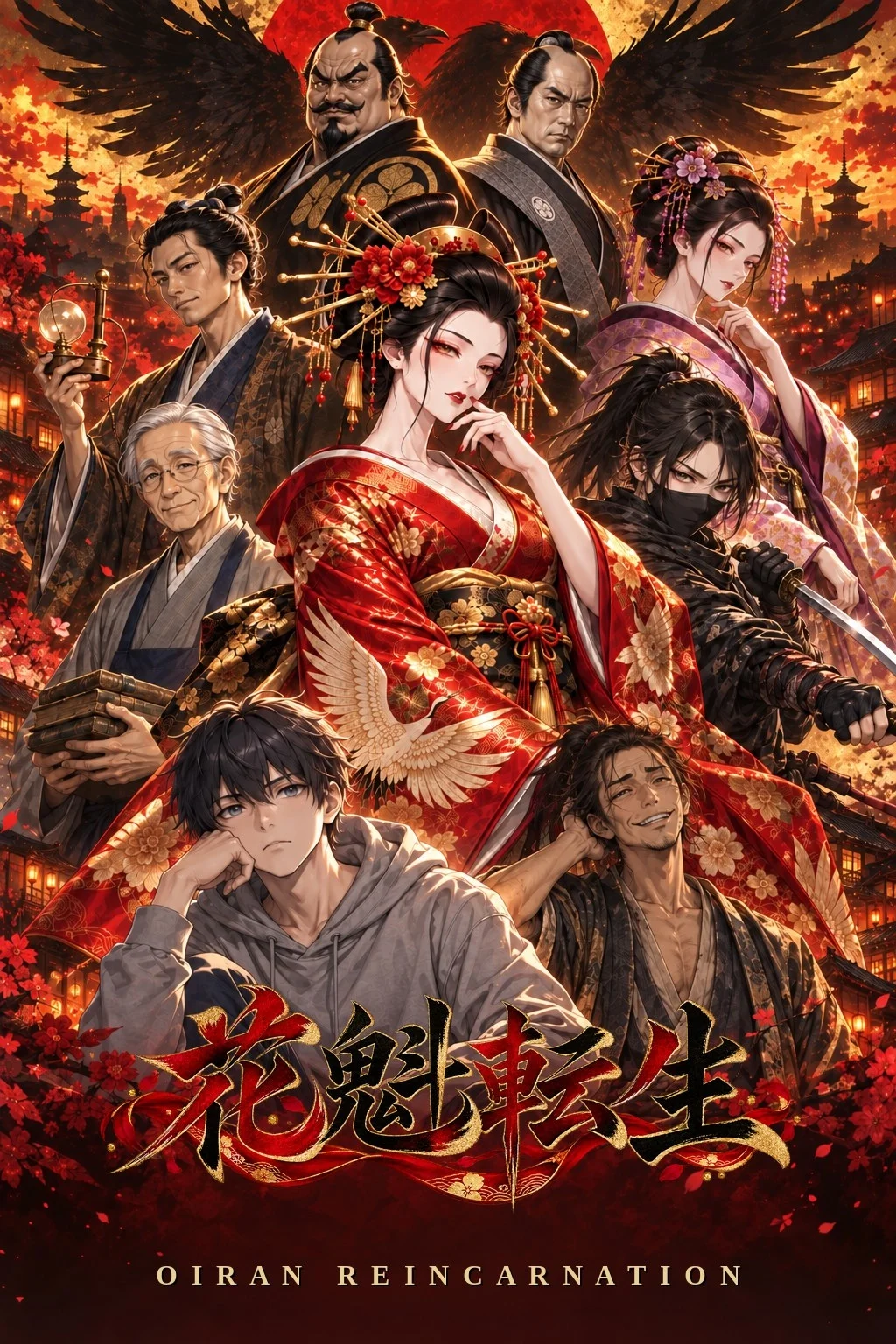 Nøglebillede for Oiran Reincarnation med ni karakterer