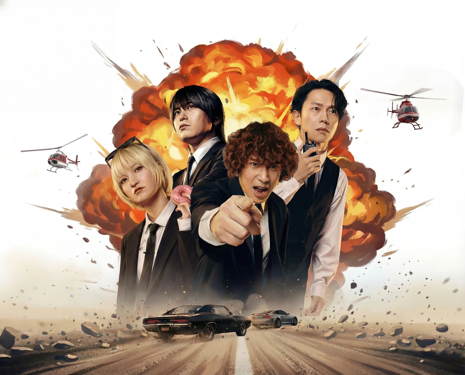 KANA-BOON-Bandmitglieder in Anzügen